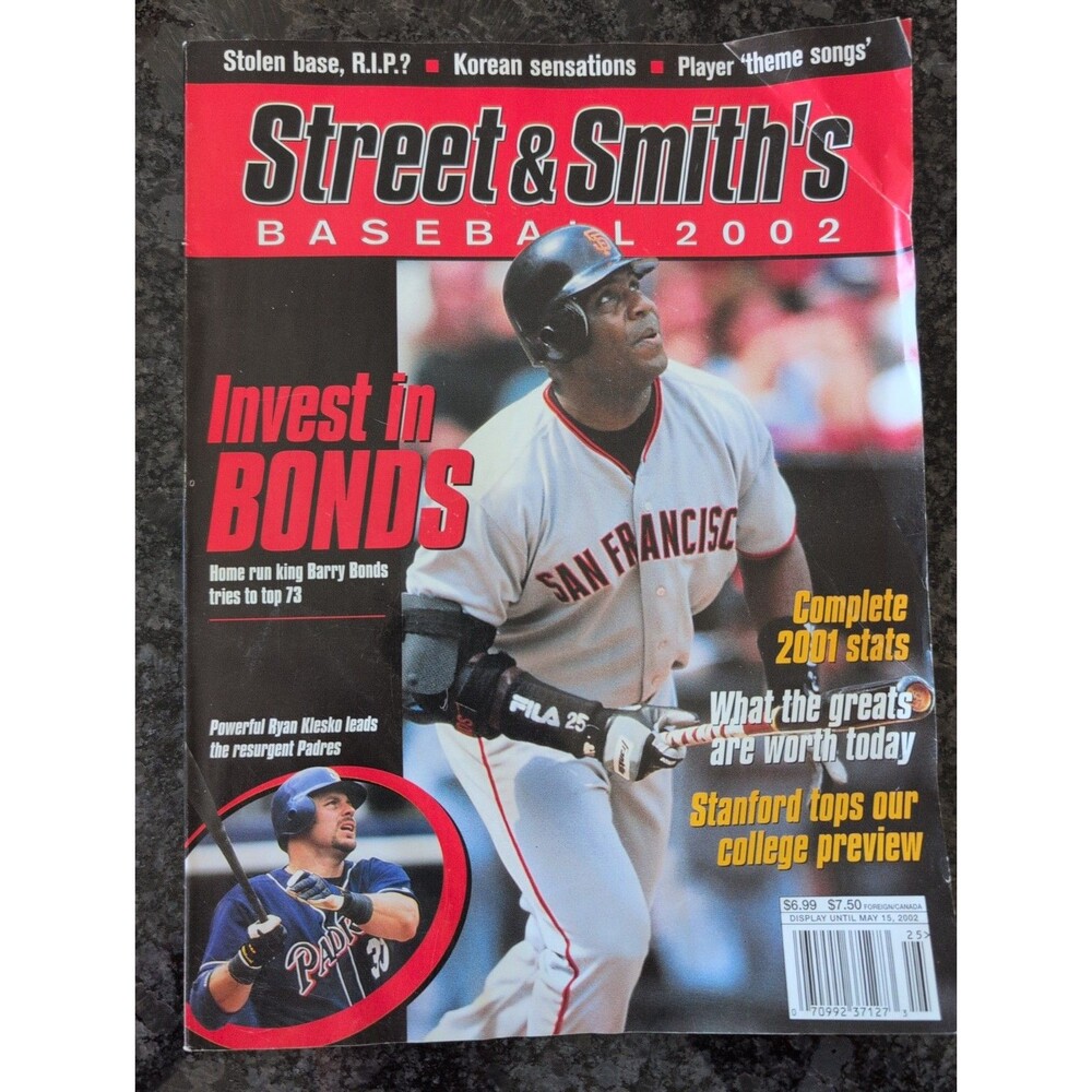 Street & Smith's Baseball 2002 with Barry Bonds 73 HR Stat SF Giants Magazine
